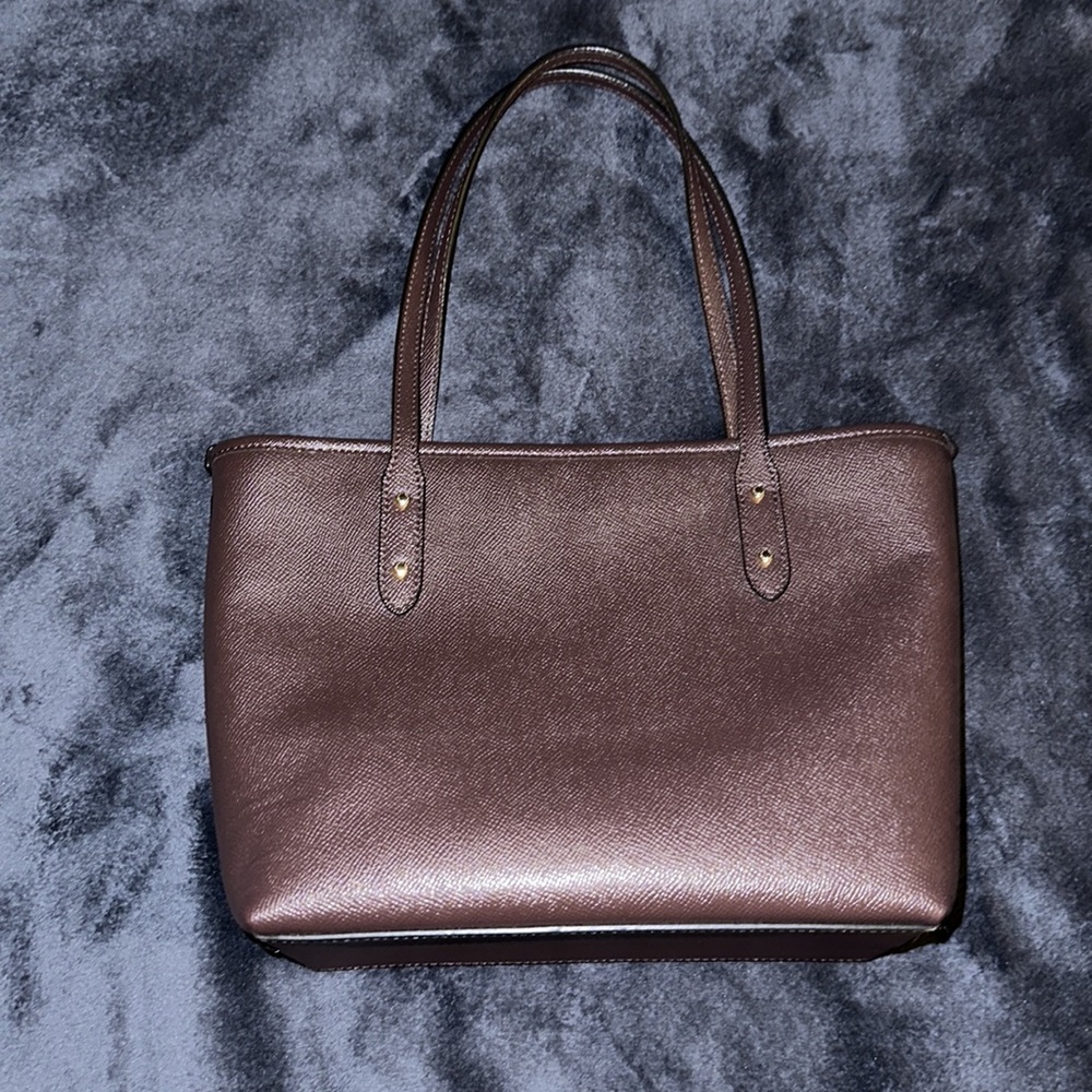 Coach Mini City Burgundy Brown Leather Tote with Gold Hardware - Picture 2 of 7